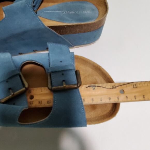 Free People Intentionally Blank Sandals Womens 9.5-10 EU 40 Blue Cork Flatform - Picture 13 of 16